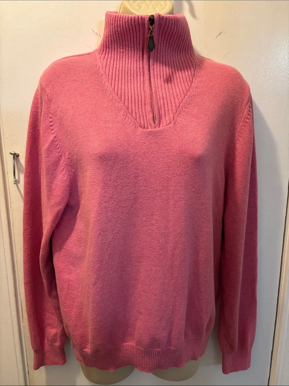 Brooks Brothers dusty rose Cashmere‑Cotton Quarter‑Zip Sweater 26-466-10